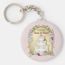 Boda floral de la torta llavero personalizado