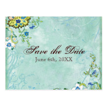 Boda floral moderno del remolino del Flourish de P Tarjetas Postales