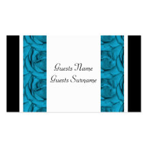 Boda floral negro blanco azul tarjeta de visita