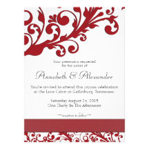 Boda floral rojo elegante invitación personalizada