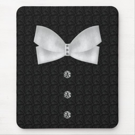 Boda formal de la pajarita del diamante artificial alfombrillas de ratones