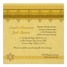 Boda judío del brocado del damasco del oro invitacion personal 