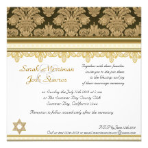 Boda judío del brocado del damasco del oro anuncio personalizado