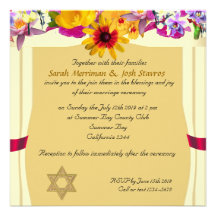 Boda judío del toldo floral anuncios personalizados