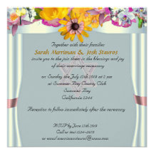 Boda judío del toldo floral invitaciones personalizada