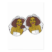 Boda lesbiano afroamericano tarjetas postales