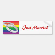 Boda lesbiano gay etiqueta de parachoque