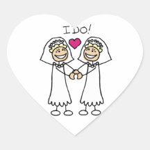 Boda lesbiano nupcial calcomanías corazones personalizadas