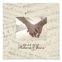 boda moderno de los musicnotes románticos del vint arte con fotos