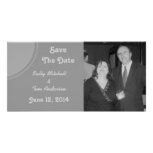 Boda moderno gris simple tarjetas con fotos personalizadas