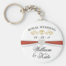 Boda real - recuerdos elegantes de Guillermo y de  Llavero Personalizado