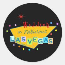 Boda retro en el pegatina fabuloso de Las Vegas