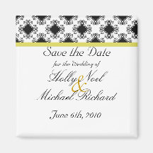boda, savethedate, oro, negro, suposición, con cla imán de frigorífico