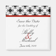 boda, savethedate, rojo, negro, suposición, con cl imán de frigorifico