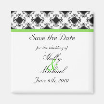 boda, savethedate, verde, negro, suposición, con c iman para frigorífico