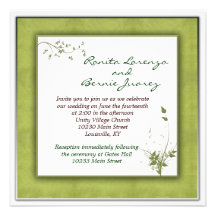 Boda verde simple floral invitacion personalizada