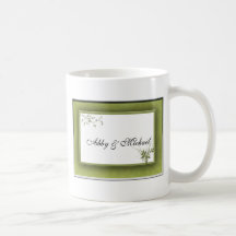Boda verde simple floral tazas de café