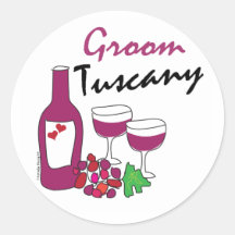 Bodas de Toscana, novio Pegatina Redonda