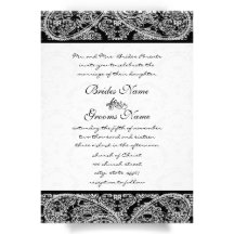 Bodas negros y blancos del damasco de Paisley del  Comunicados Personalizados