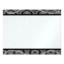 Bodas negros y blancos del damasco de Paisley del  Invitación Personalizada