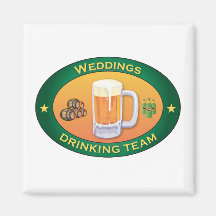 Bodas que beben al equipo imanes para frigoríficos