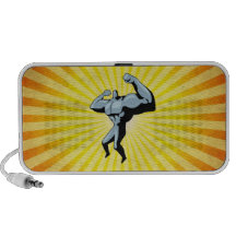 Bodybuilder amarillo laptop altavoz