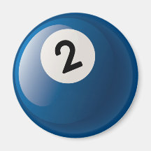 BOLA DE BILLAR DE NÚMERO DOS IMÁN DE FRIGORÍFICO
