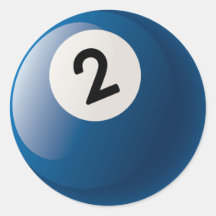 BOLA DE BILLAR DE NÚMERO DOS PEGATINA