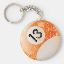 BOLA DE BILLAR DEL NÚMERO 13 - ENVEJECIDA Y EROSIO LLAVERO PERSONALIZADO