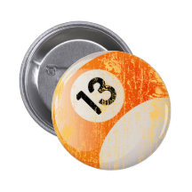 BOLA DE BILLAR DEL NÚMERO 13 - ENVEJECIDA Y EROSIO PINS