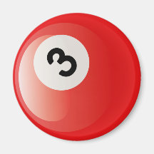 BOLA DE BILLAR DEL NÚMERO 3 IMANES PARA FRIGORÍFICOS