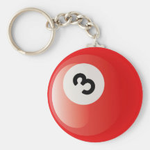 BOLA DE BILLAR DEL NÚMERO 3 LLAVEROS PERSONALIZADOS