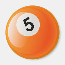 BOLA DE BILLAR DEL NÚMERO 5 IMAN PARA FRIGORÍFICO