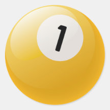 BOLA DE BILLAR DEL NÚMERO UNO PEGATINA REDONDA