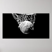Bola del baloncesto de B&W y poster de la impresió