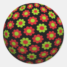 Bola retra maravillosa del flower power de Navidad Etiqueta