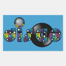 Bola y disco de vinilo reflejados baile del disco rectangular pegatina