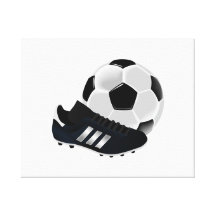 Bola y listones de fútbol lona envuelta para galerías