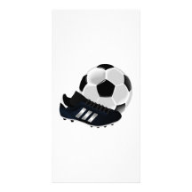 Bola y listones de fútbol tarjetas fotográficas 