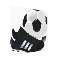 Bola y zapato de fútbol lienzo envuelto para galerías