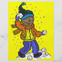 Bolas de nieve que lanzan del muchacho flyer a todo color