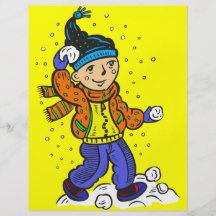 Bolas de nieve que lanzan del muchacho tarjeton