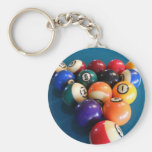 Bolas de piscina atormentadas en la tabla llaveros personalizados