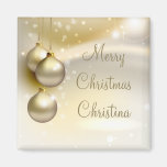 Bolas del navidad del oro en el oro iman de frigorífico