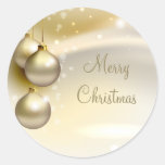 Bolas del navidad del oro en el oro pegatinas redondas