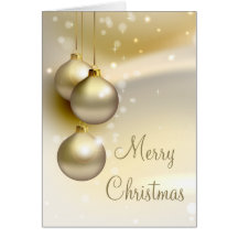 Bolas del navidad del oro en el oro tarjeton
