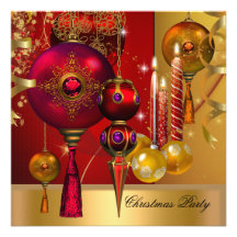 Bolas rojas de Navidad del oro de la celebración d Invitación