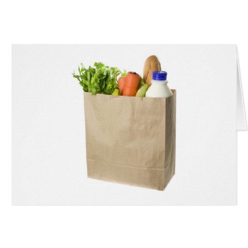 Bolsa de papel por completo de ultramarinos tarjeton