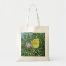 Bolso amarillo de la mariposa bolsa lienzo