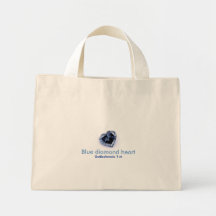 BOLSO azul del corazón del diamante, Orena TM Bolsa Lienzo